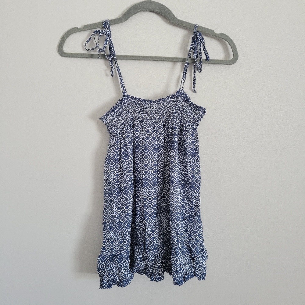 Forever 21 Geometric Smocked Tie Tank Top